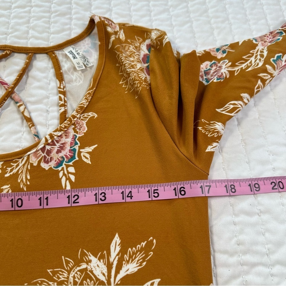 Mudd  fall Orange Floral Long Sleeve Dress - Picture 7 of 15
